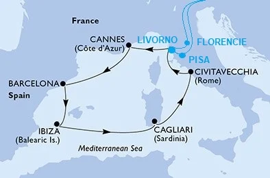 Západní Středomoří přes Pisu a Florencii