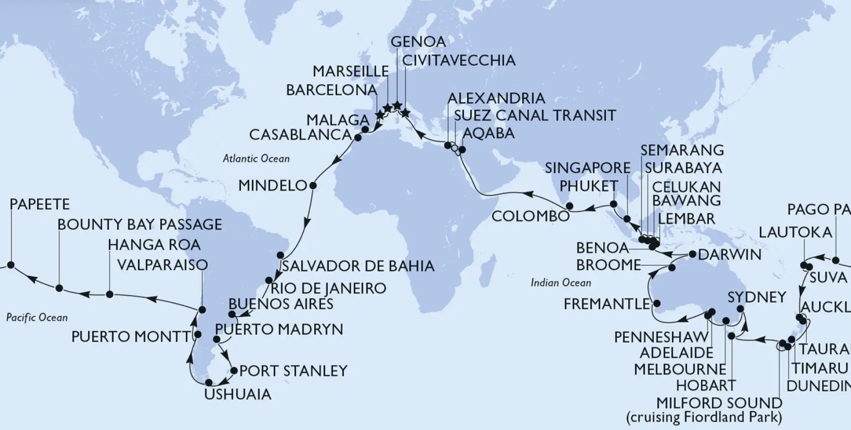 MSC Cruises spouští prodej plavby kolem světa 2029