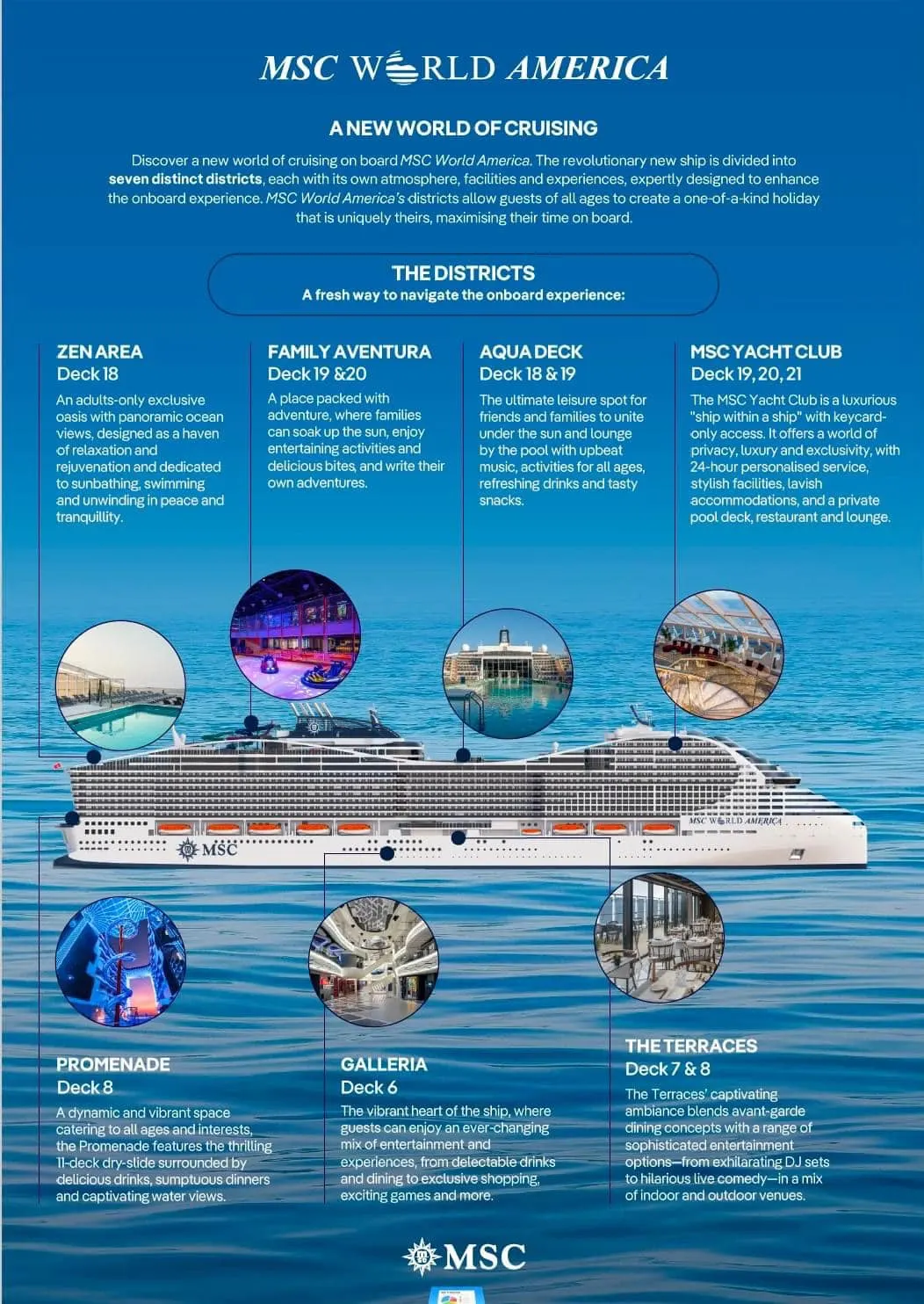 Discover the seven unique districts of MSC World America